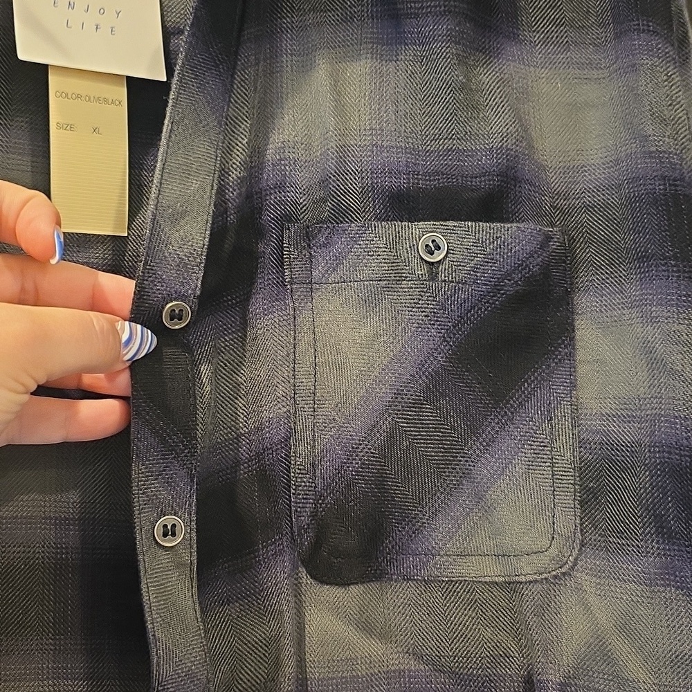 Green/black Plaid Long Sleeve Button Down XL - Picture 4 of 7